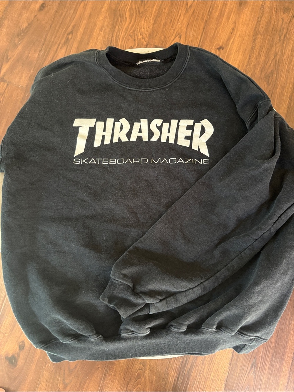 Thrasher Black Crewneck Sweatshirt with White Logo